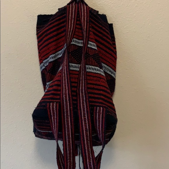 LILLO BAG Mexican backpack black red boho - Picture 3 of 6